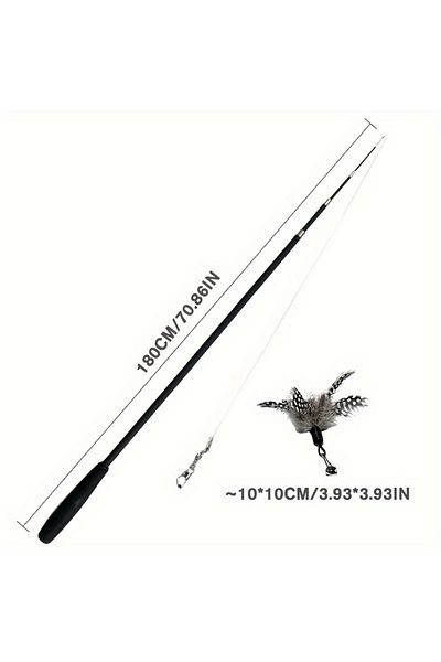Choice black Four-Section Telescopic Cat Rod - Extendable, Cartoon Patterned, Metal Material