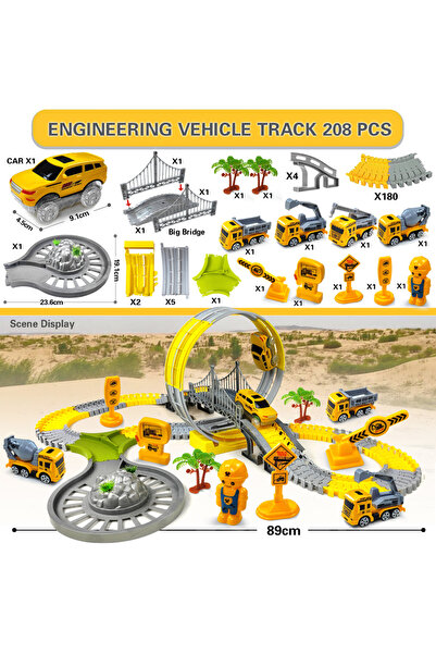 choice2 مجموعة مسارات مكونة من 208 قطعة، ألعاب قطارات كهربائية للأطفال، سيارا...