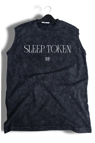 Fuddy Moda Αμάνικο μπλουζάκι με στάμπα Sleep Token, Unisex ρετρό μονό μπλουζάκι με θέμα την ροκ μπάντα