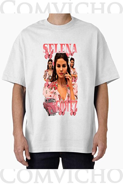 COMVİCHO Unisex Selena Gomez V1 Design Printed Oversize T-Shirt