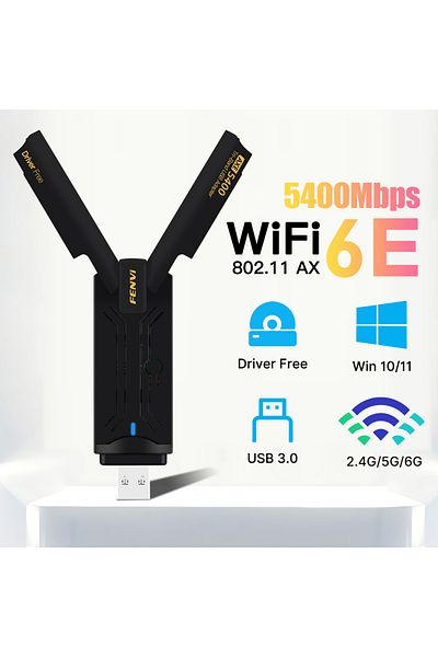 Choice 5400Mbps WiFi6E 5400Mbps WiFi 6E USB WiFi Dongle USB3.0 WiFi Adapter 2.4G/5G/6GHz Fast Network Card