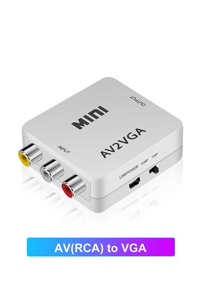 Kebidumei AV (RCA) إلى VGA الأبيض AV RCA إلى محول HDMI HDMI إلى AV RCA محول HDMI إلى VGA إلى محول HDMI AV إلى