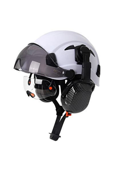 Choice3 خوذة أمان بيضاء من ألياف الكربون معتمدة من الاتحاد الأوروبي، مزودة بو...