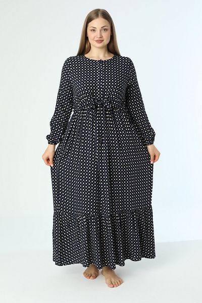 Juliet Deluxe Γυναικείο μακρυμάνικο φόρεμα από ύφασμα βισκόζης μεγάλου μεγέθους 33414