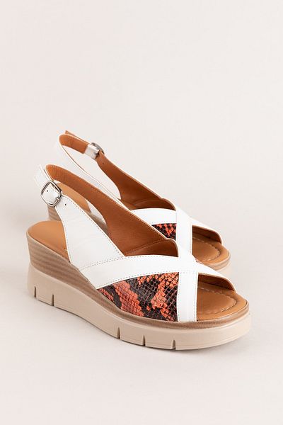 Gondol Genuine Leather Colorful Combination Wedge Heeled Sandals Mlk.5807