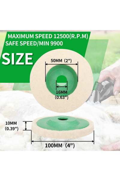 Choice3 عجلة تلميع صوفية مقاس 100 × 16 مم، قطعة واحدة، 1-10 قطع، قرص طحن صوف ...