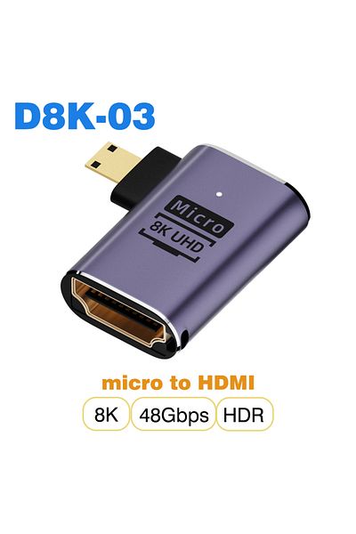 Choice 1 PCS D8K-03 Micro to HDMI UGOURD HDMI2.1 Cable Adapter mini micro hdmi to HDMI 2.1 Converter 48Gpbs