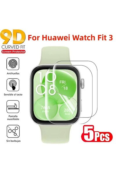 Choice 5PCS Huawei Watch Fit 3 5PCS Screen Protector For Huawei Watch Fit 3 Anti Scratch Clear TPU Hydrogel