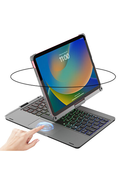 Choice1 iPad 10th GRAY Backlit Keyboard Case with Trackpad & 360° Swivel for iPad 10th/11th Gen (A16), iPad