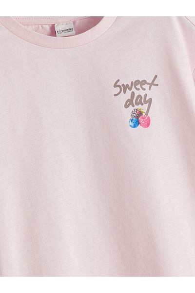 LC Waikiki Pink Crew Neck Girl's T-Shirt