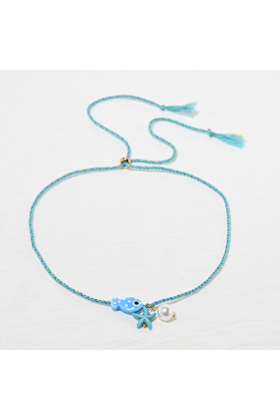 Choice قلادة على شكل سمكة بوهيمية ملونة من السيراميك 25xh0406-5 للنساء بحبل م...