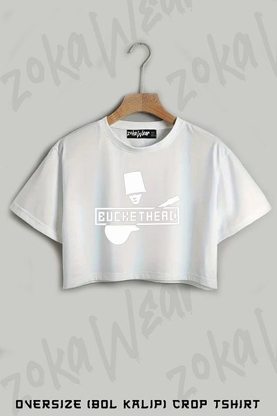 ZOKAWEAR Bucket Headd Printed Oversize Crop T-Shirt
