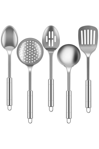 Choice 5pcs 5Pcs Kitchen Cooking Utensils Set Stainless Steel Shovel Soup Spoon Spatula Utensils Dinnerware