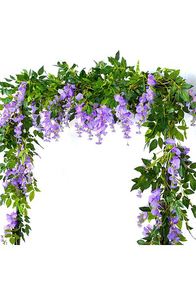 Choice 2pcs PURPLE 2pcs 1.8m Wisteria Artificial Flower Vine Ivy Leaf Garland Rattan String Flowers Fake P