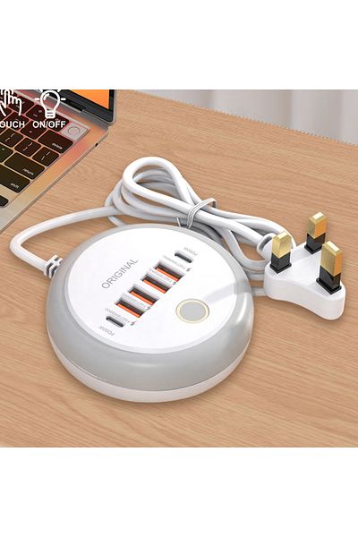Choice UK Plug 50W USB Charger 6 Ports PD Fast Charging Mobile Phone Adapter For iPhone Samsung Xiaomi Huaw