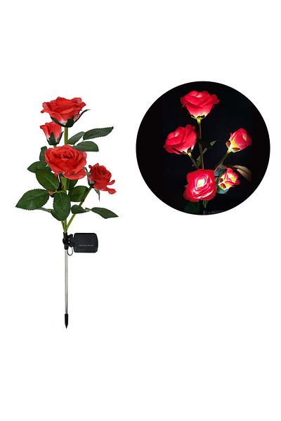 Choice Red 5 Heads Solar Lights Outdoor Decorative Solar Garden Lights Rose Flower Lawn Lamp for Yard Patio