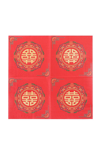 Choice 20pcs Chinese Red Double Happiness Colourful Napkins Printed Tissue Pa...