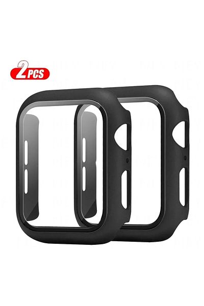 Choice Series 4654 SE 44MM Black Black 2Pcs Tempered Glass+cover For Apple Watch Case 45mm 41mm 44mm 40mm