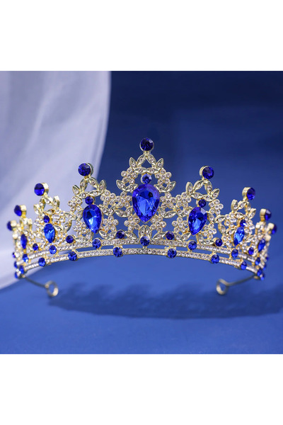 Choice Blue Luxury Elegant AB Crystal Crown Hair Accessories Tiara For Women ...