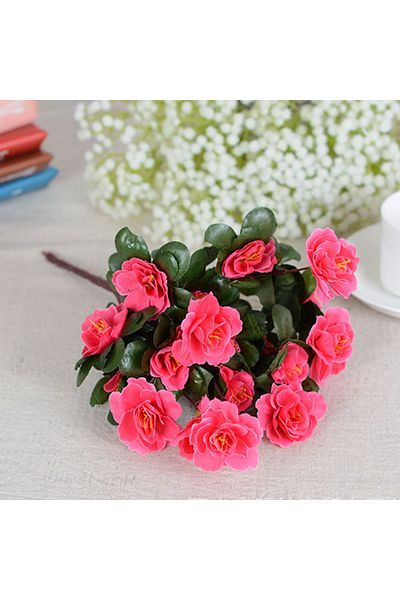 Choice Rose Red Outdoor Fall Artificial Red Azalea High Quality Flowers Bushes UV Resistant Decor Fake Flow