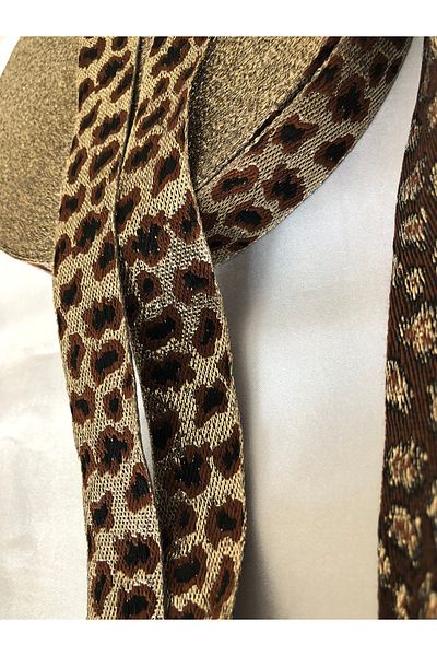 KumaşEvi Leopard Patterned Jacquard 3 cm Woven Ribbon - Fashion, Bag Accessory, Home Decor, for Crafts (1m)