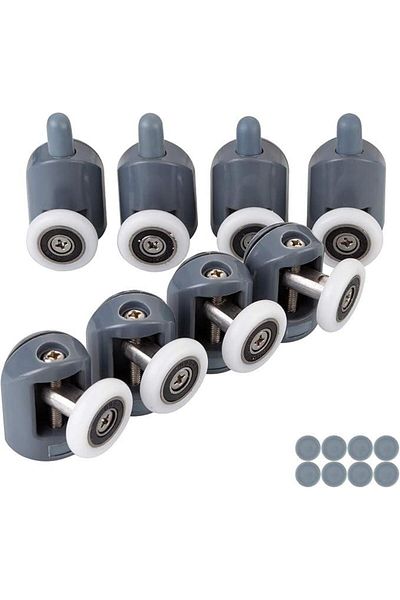 BOEM Set of 8 shower cabin rollers, ABS/Alloy, 25 mm, Grey