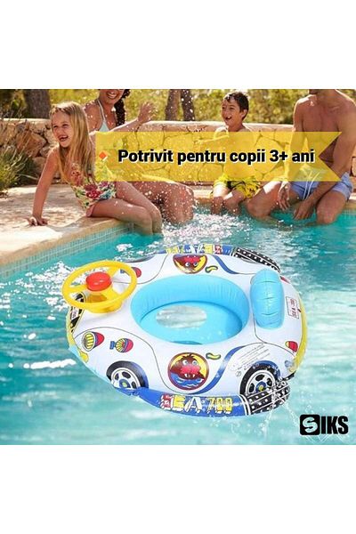SIKS Swimming Ring For Children And Babies, With Steering Wheel, Suitable For Ages 3 , Multicolor