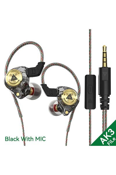 Choice AK3 FiLe Black QKZ AK3 FiLe Wired Earphone with Microphone HiFi Music Monitor Bass Headphones Noise