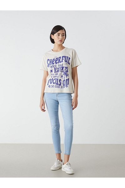LC Waikiki Νέα σεζόν Crew Neck Printed Γυναικείο Tisort - S5FA91Z8