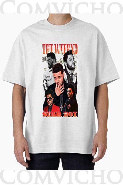 COMVİCHO Unisex the Veeknd V1 Design Printed Oversize T-Shirt