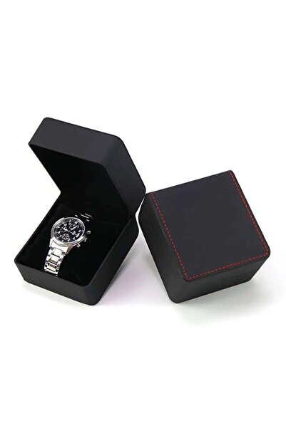 Choice4 Matte Black Red Line Single Watch Gift Box with Pillow PU Leather Wri...