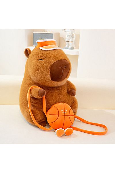 Choice 26cm Capybara 26cm Capybara Plush Toy With Orange Hat Basketball Backpack Cartoon Capybara Stuffed T