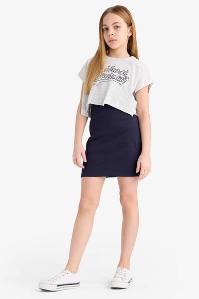 DeFacto New Season Girls' 2-Piece Set Crew Neck T-Shirt Ribbed Camisole Dress