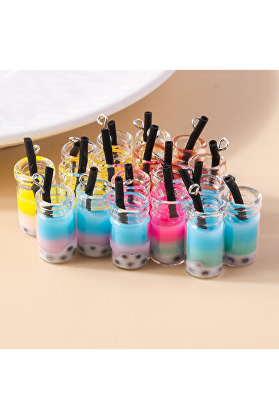 Choice مزيج عشوائي من 10 قطع من مشروبات الشاي الفقاعي اللطيفة، قلادات متدلية ...