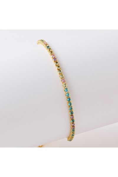 Choice gold colorful cz 2mm Adjustable Multicolor Tennis Bracelets for Women Ladies Wedding Rainbow Colorfu