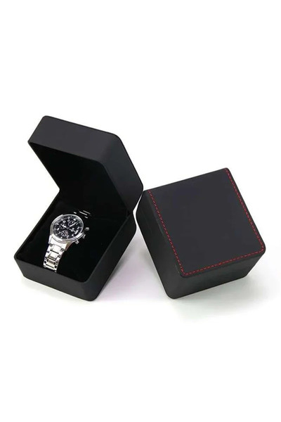 Choice Matte Black Red Line Black Single Watch Gift Box with Pillow PU Leather Wristwatch Display Case Orga