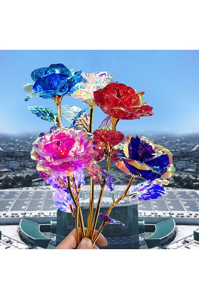 Choice 5pcs 5/10pcs Galaxy Rose Forever Flower Artificial Luminous Led Light Rose Valentine's day Gifts Gol