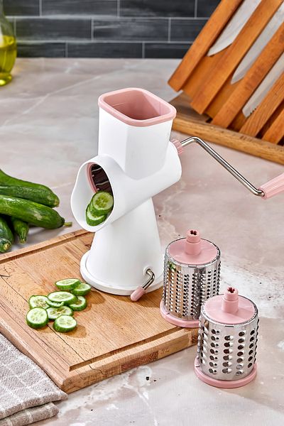 Cooker 3-Head Rotary Grater – Stainless Steel, Vacuum Base Multifunctional Grater