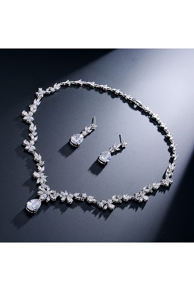 Choice Sliver Color ZAKOL Brand Luxury AAA Zircon Earrings Necklace Jewelry Set Gorgeous Crystal Dubai Wedd