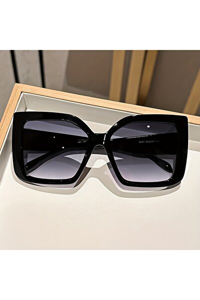 Choice Black Oversized Square Fashion Fashion Glasses with Gradient Lenses - ...