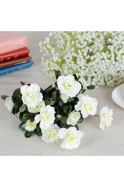 Choice White Outdoor Fall Artificial Red Azalea High Quality Flowers Bushes UV Resistant Decor Fake Flowers