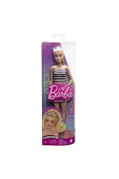 Barbie BLONDE FASHIONIST BARBIE DOLL WITH HAIR IN A PIGMENT AND PINK SKIRT