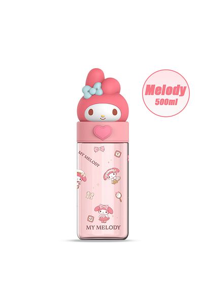 Miniso Melody 500ml Kawaii Sanrio Dolls Transparent Cup Cartoon Hello Kitty Kuromi Cinnamoroll Melody Kid B