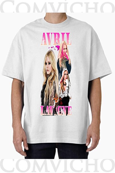 COMVİCHO تي شيرت مطبوع بتصميم Avril Lavigne v3 للجنسين