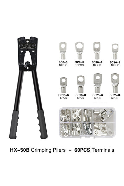 Choice5 HX-50B H 60pcs Crimping Pliers Tube Terminal Crimper Hex Crimp Tool M...
