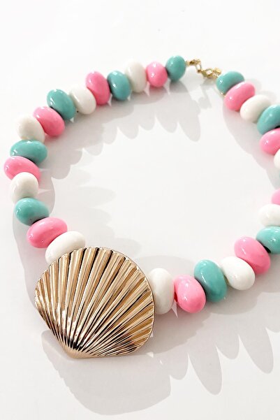 New Obsessions قلادة كبيرة من اللؤلؤ مع أطراف المحار