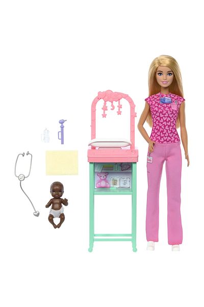 Barbie BLONDE BARBIE DOLL PLAYSET MAKES A PEDIATRIC CAREER