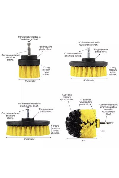 OEM Set of 3 Brushes for electric or pneumatic drill for car detailing