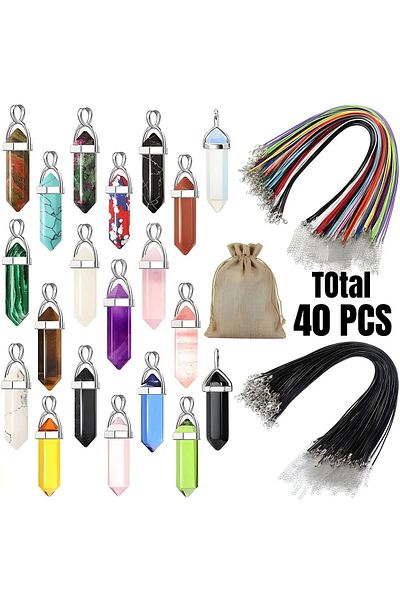 Choice 40pcs-classic style 40PCS/30PCS Hexagonal Chakra Synthetic Crystal Pendant , Pointed Quartz Stone Wi