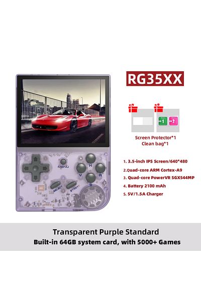 Choice 64G RG35XX Purple T ANBERNIC RG35XX Plus/RG35XX Retro Handheld Game Console 3.5″ IPS Screen Linux Po